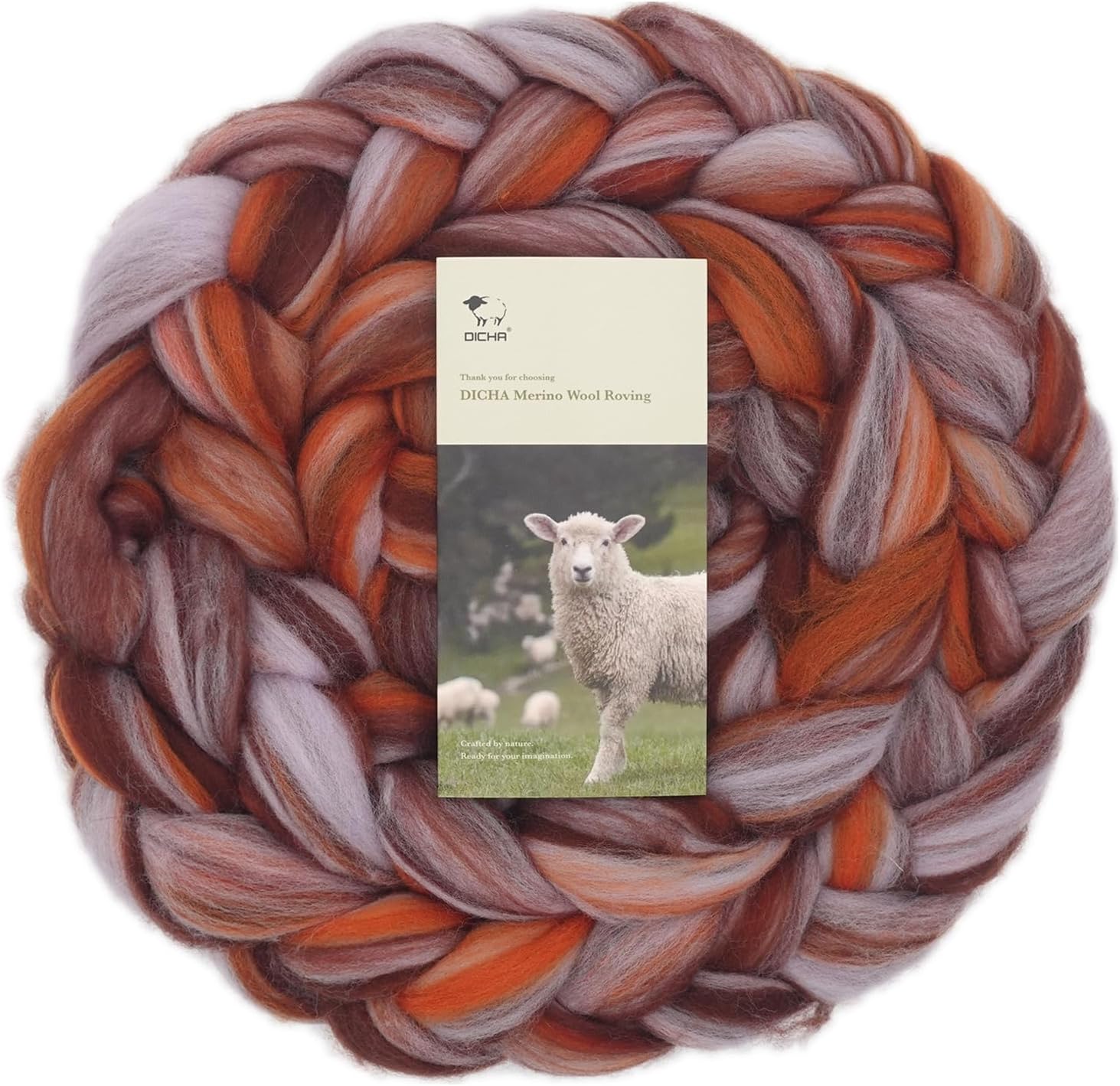 DICHA Fine Merino Wool Roving – Hand-Dyed in Stunning Color Blends for Needle Felting, Wet Felting, Spinning, and Weaving – Soft Combed Top Fiber – 5oz – Autumn Chestnut