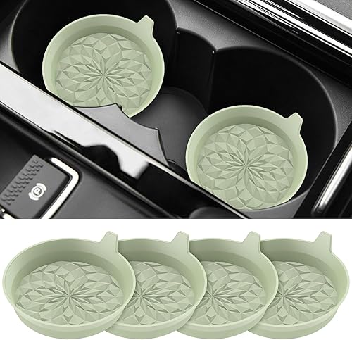 ME.FAN Posavasos de silicona para automóvil (paquete de 4), accesorios interiores universales antideslizantes empotrados, insertos para portavasos