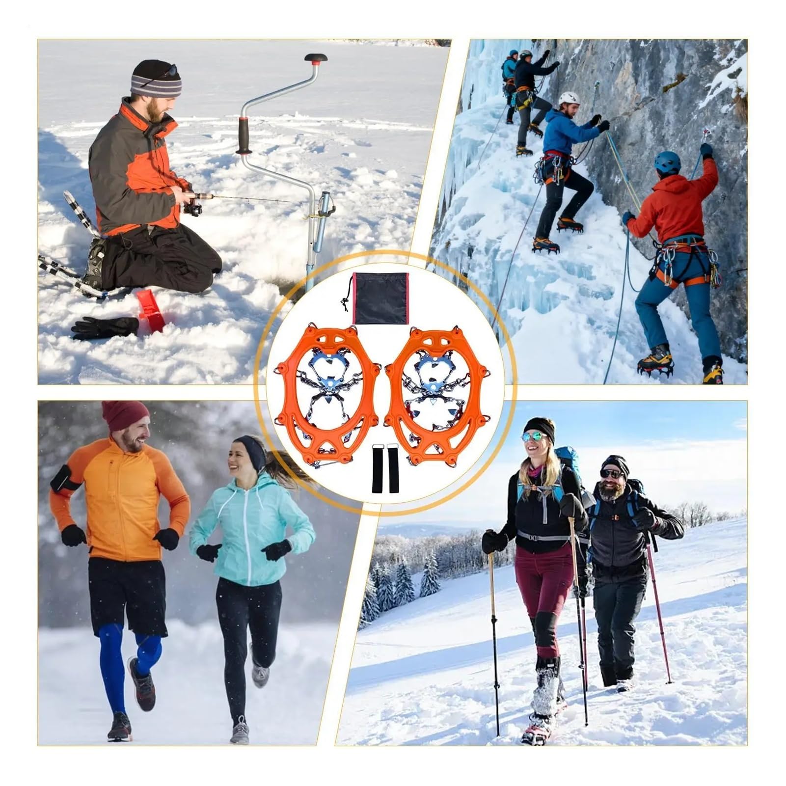 Punta da neve for scarpe 19 denti Rampone da trazione invernale Punta for scarpe antiscivolo for ghiaccio for donna Uomo Escursionismo Arrampicata