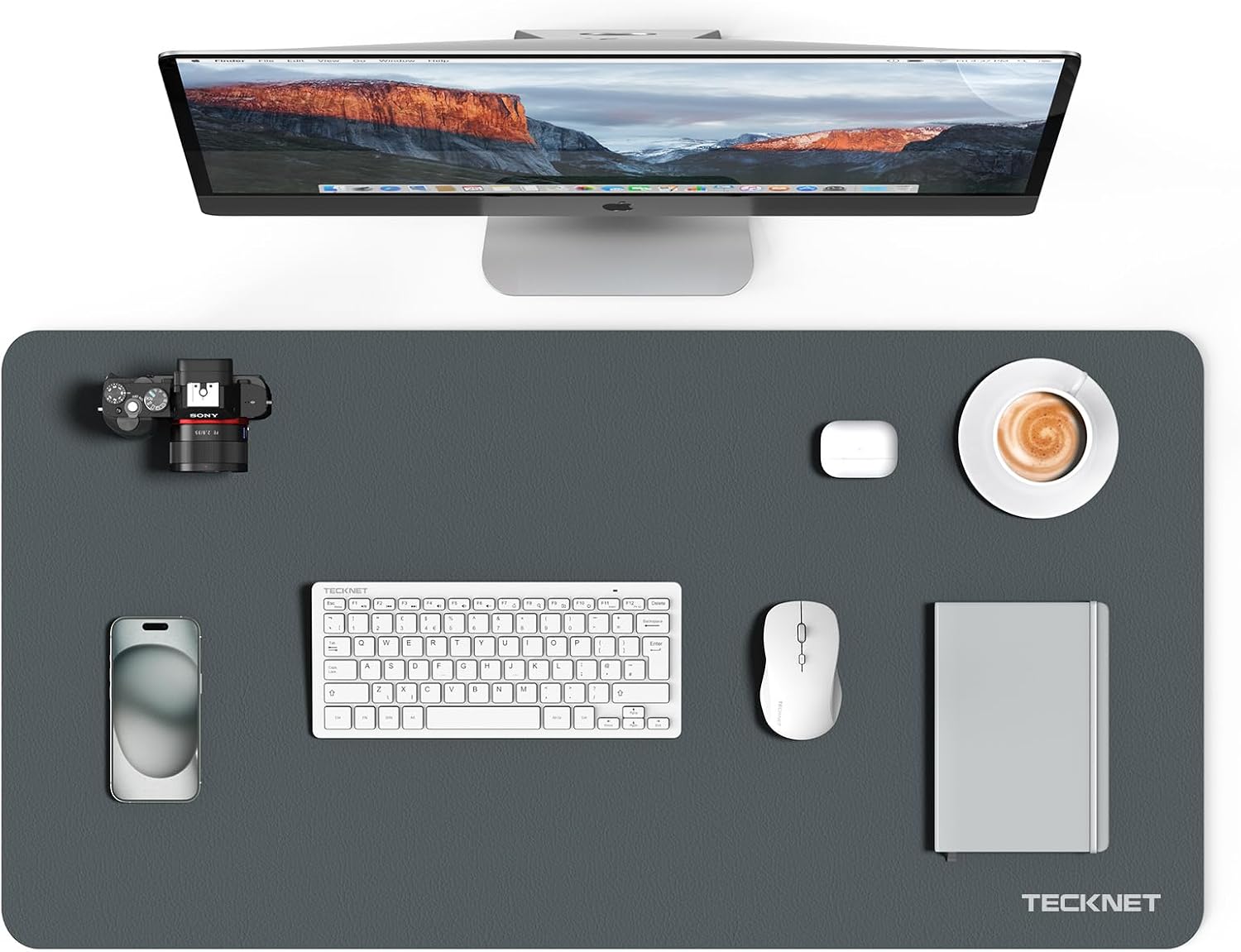 Wipeable Mouse TECKNET Desk Mat Large - 800x400mm Double-Sided Leather Desk Pad, Ultra ...