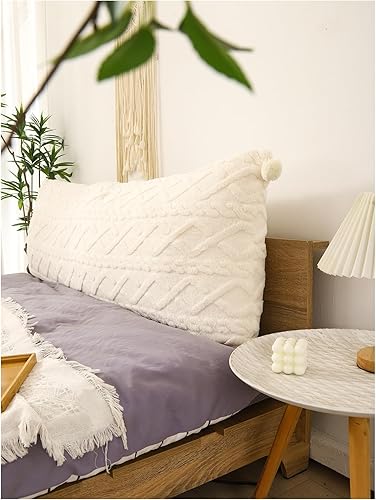 QWINEE Funda de almohada con diseño de rayas blancas, fundas de almohada decorativas de felpa de color liso simple, sin relleno, fundas de almohada