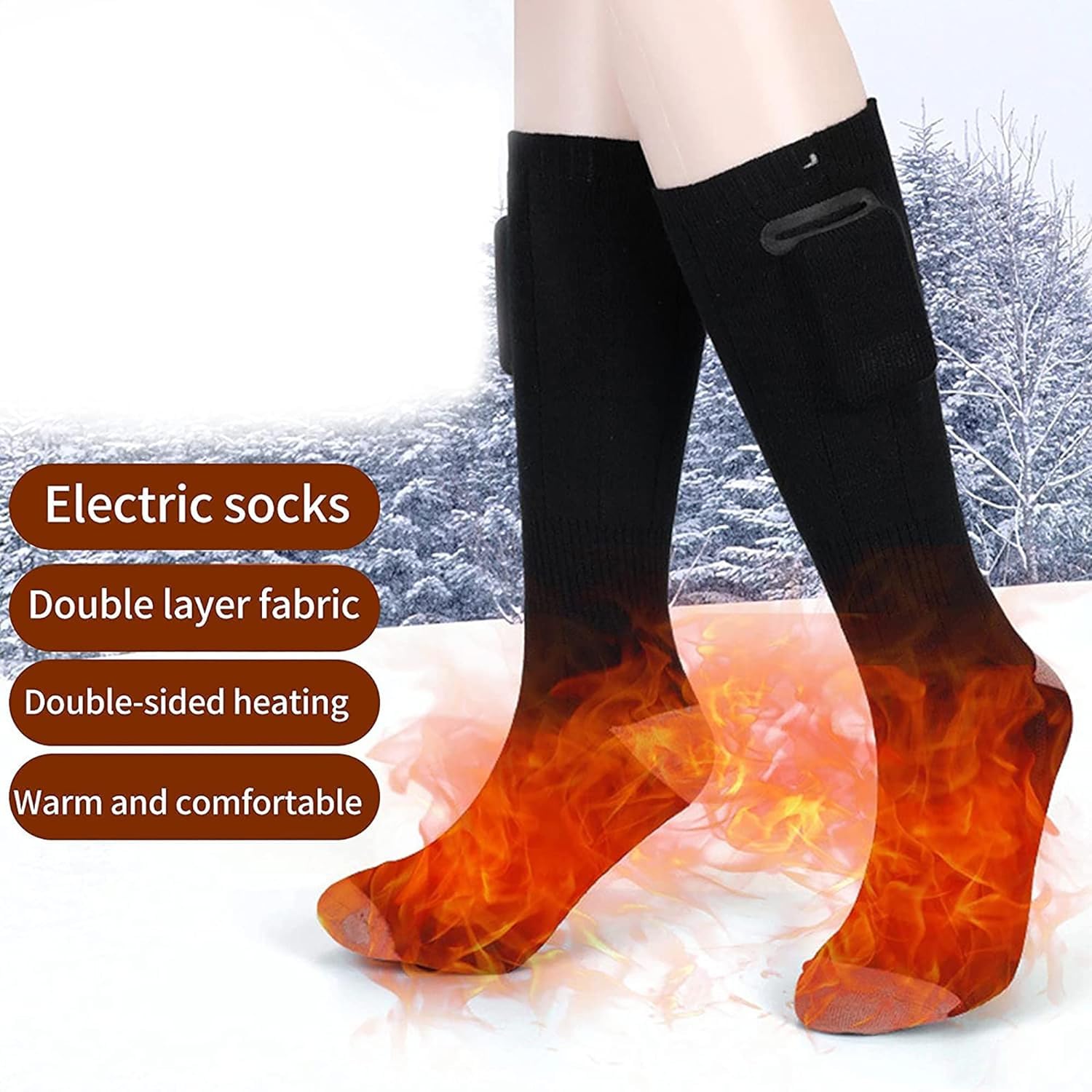 Chaussettes chauffantes lavables avec 3 réglages de Chauffage électriques pour Hommes et Femmes Randonnée Ski Camping