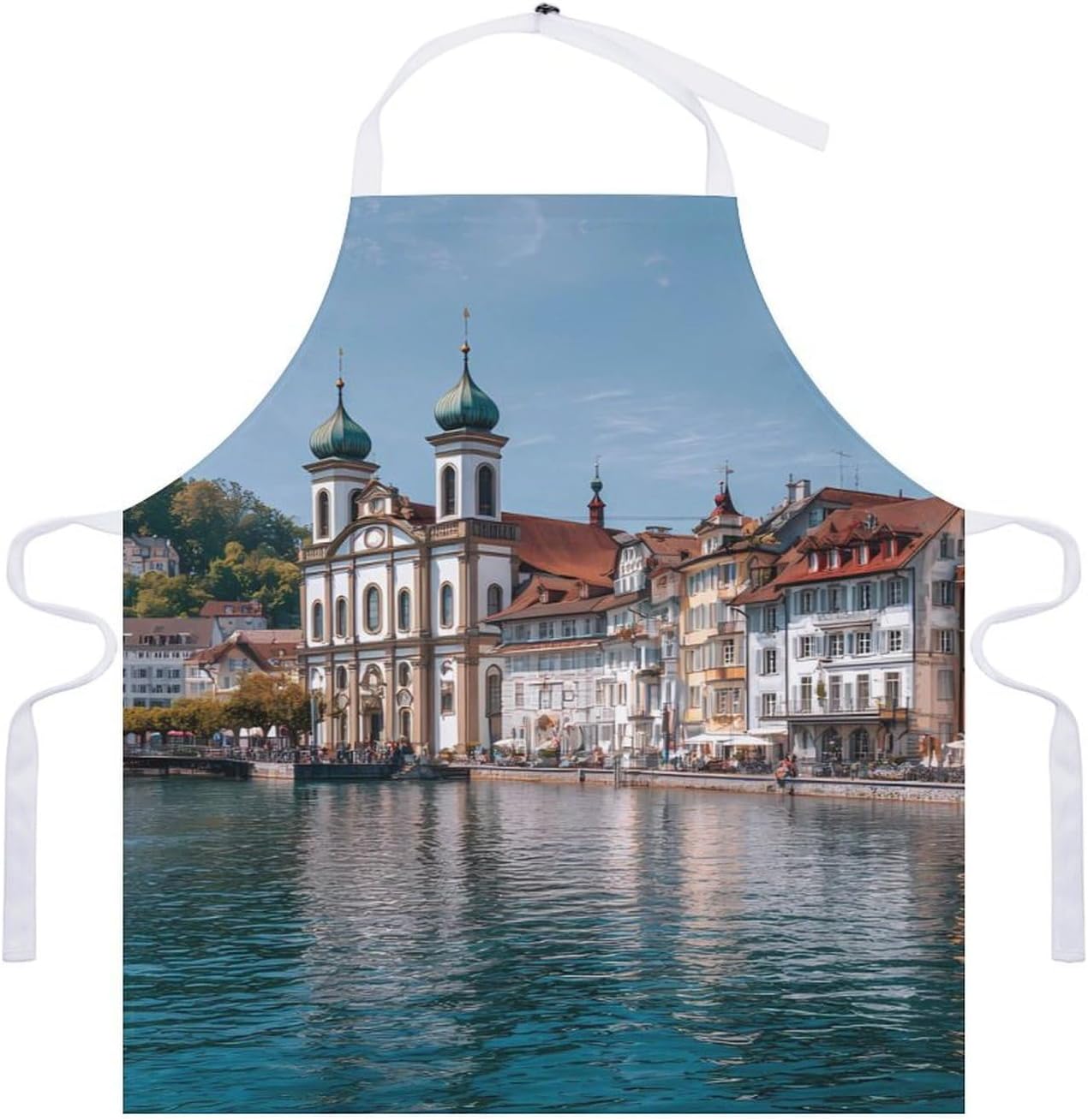 Lucerne Switzerland Funny Apron Chef Aprons with Pockets for Gardening Cooking Kitchen
