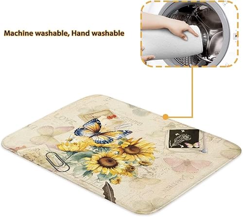 Vista 12 de Tapetes de secado de platos de flores rojas navideñas para cocina, tapetes de secado de flor de pascua para platos, botellas plegables absorbentes