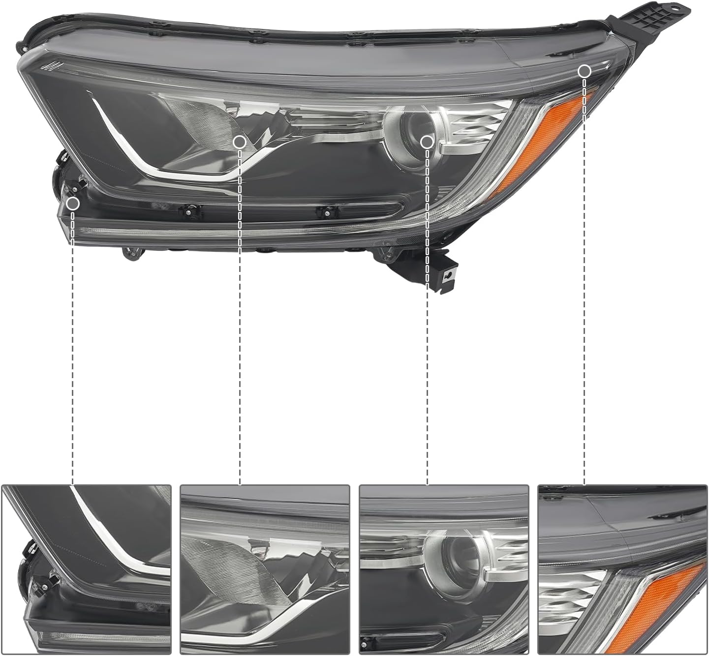 Headlight Assembly for 2017-2021 Honda CR-V LX/EX/EX-L (NOT Hybrid Models), Halogen Headlamp OEM 33150-TLA-A01 33150-TLA-A21, Left Driver Side