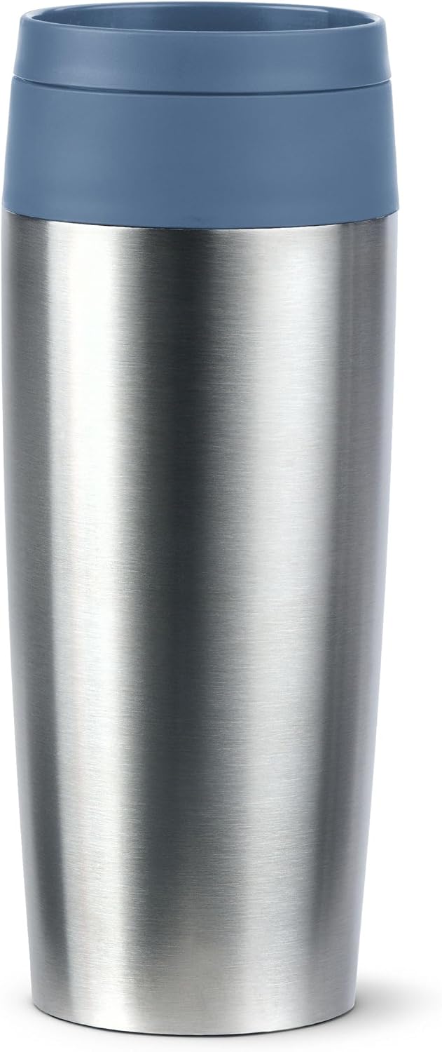 Emsa Travel Mug Eco Insulated Mug, 0.36 L, Comfort Screw Cap, Quick-Press, Eco Design, 100% Leak-Proof, Keeps Drinks Warm for 4 Hours and Cool for 8 Hours, 360° All-Round Drinking Opening, Stainless