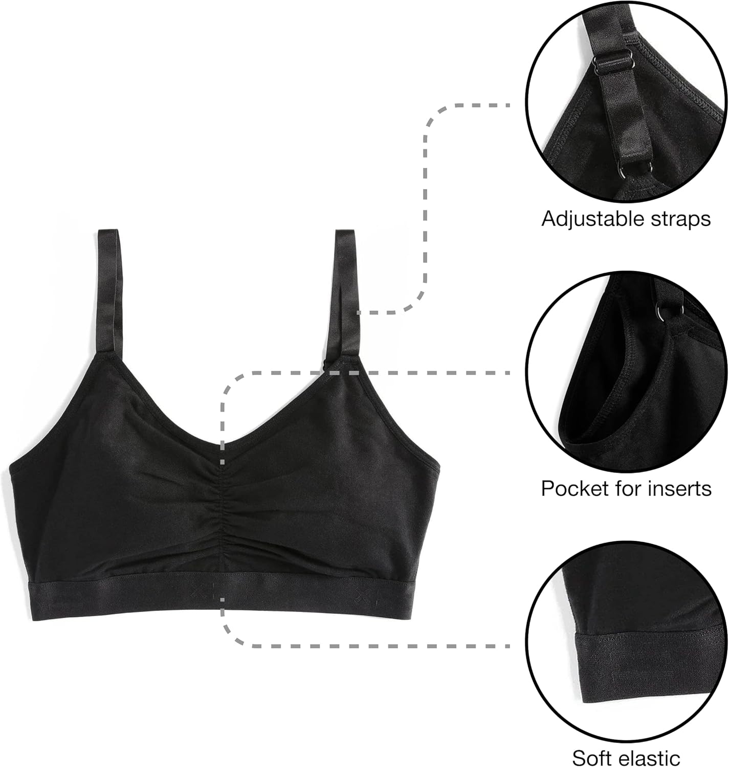 TomboyX V Neck Bralette for Women, Soft Cotton Blend, Full Coverage Wireless Bras, Low Impact, Adjustable Straps, No Padding - Image 4