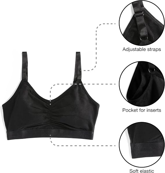 TomboyX V Neck Bralette for Women, Soft Cotton Blend, Full Coverage Wireless Bras, Low Impact, Adjustable Straps, No Padding