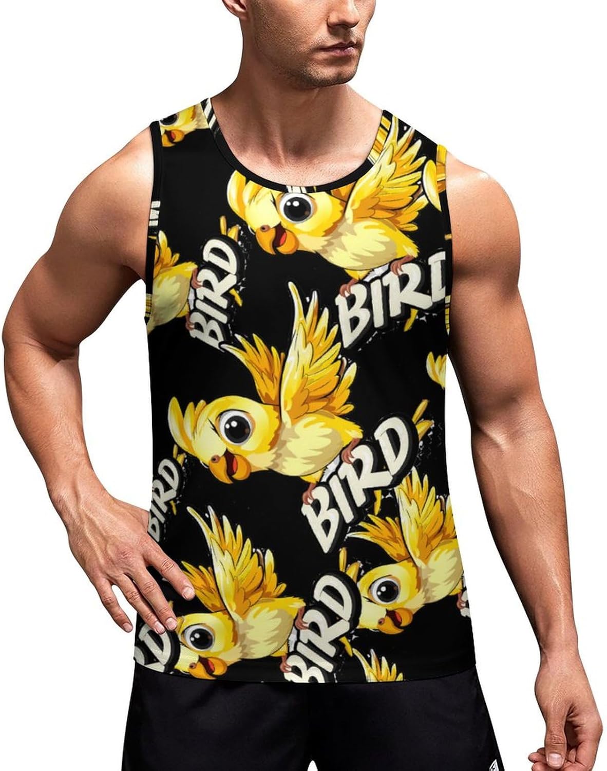 Cute Parrot Bird Men's Tank Top Sleeveless Muscle Shirts Vest Beach T Shirts for Workout Gym