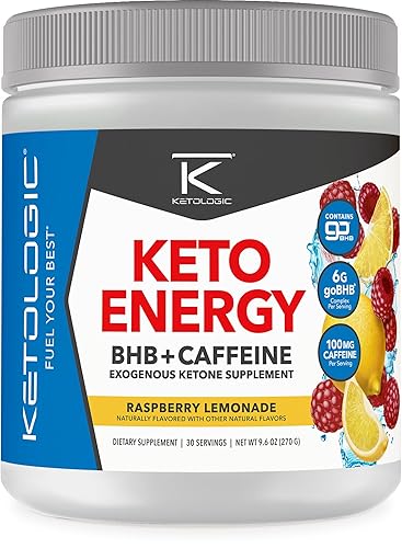 KetoLogic BHB KetoEnergy Exogenous Ketones Powder with Caffeine | Raspberry