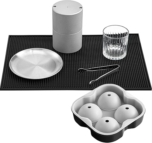 Miniatura 10 de VEVOR Kit de prensa de bolas de hielo, aluminio anodizado 7075, con moldes de silicona, alfombrilla grande, pinza de acero inoxidable y dos vasos,