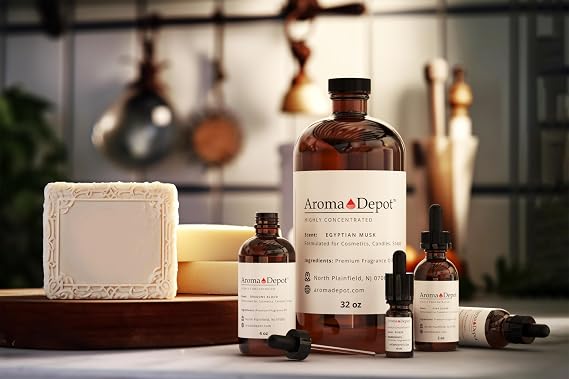 Aroma Depot Egyptian Musk Fragrance Oil 120ml Premium Egyptian Musk Essential Oil with Dropper for Candle Making, Soap Making, Bath Bombs, and More. Undiluted & Alcohol Free Scented Oil. (4 fl oz.)