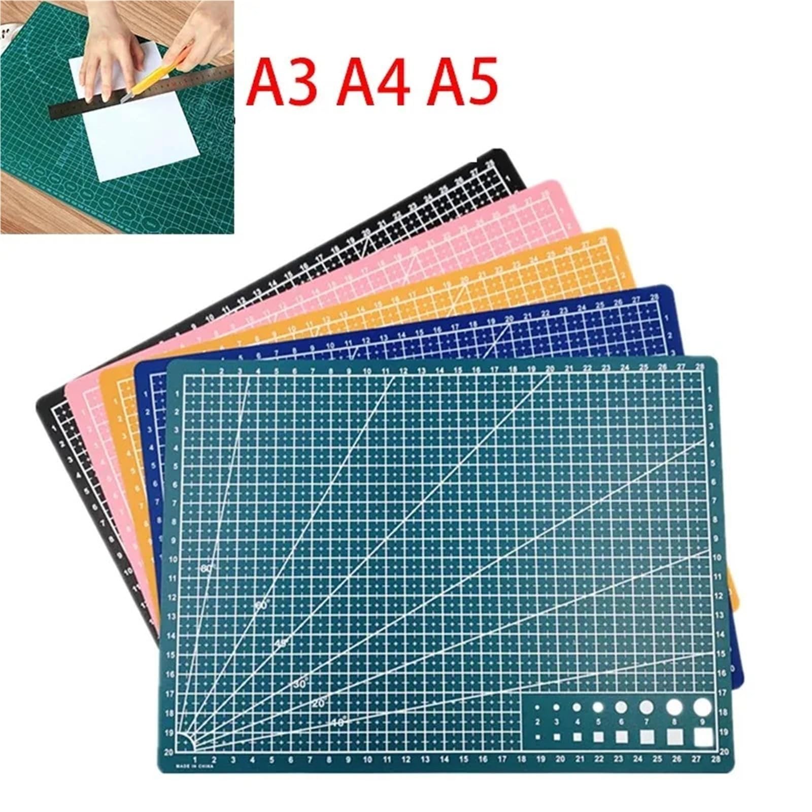 Schneidematte A3 A4 A5 PVC Schneidematte Werkbank Patchwork Cut Pad Nähen Handbuch DIY Messer Gravur Leder Bord Seite Unterlage Büro(A3 green)