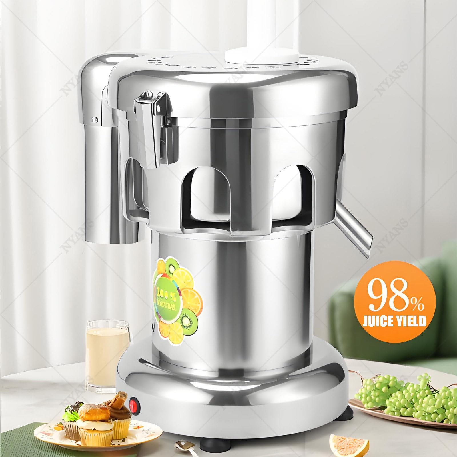 Estrattore Di Succo Commerciale, Spremiagrumi Elettrico In Acciaio Inox Da 370W/550W per Frutta e Verdura, Centrifuga per Impieghi Gravosi, Separatore Di Succo e Residui, Silenzioso,B2000