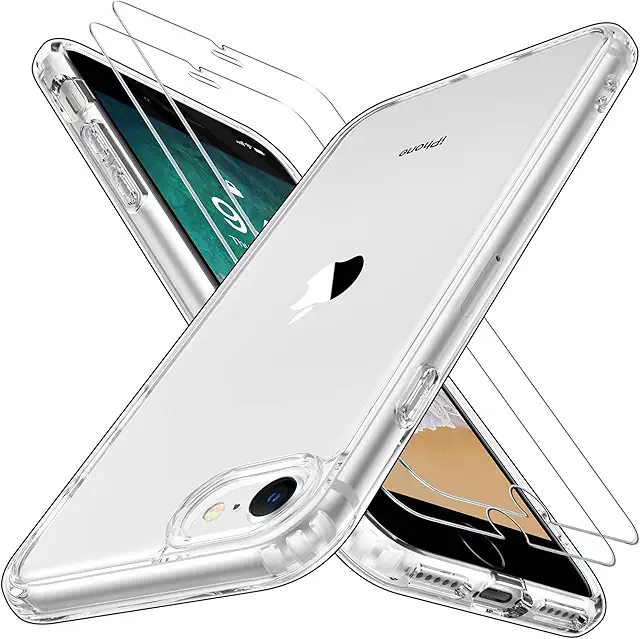 Coque iPhone 7 Transparente avec 2 Protections Écran - Antichoc et Anti-Jaunissement