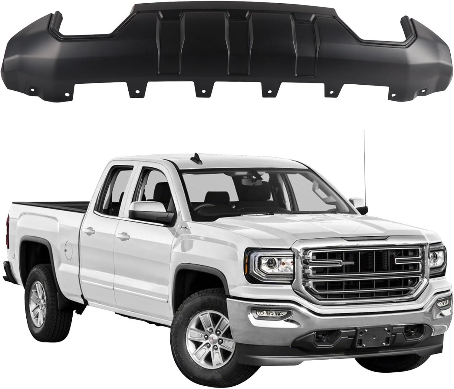 Front Bumper Skid Plate Compatible with GMC Sierra 1500 2016-2019 Valance Panel Lower Cover Bumper Replace:GM1015123 23243494 2496484990 3375474 23243493(Black)