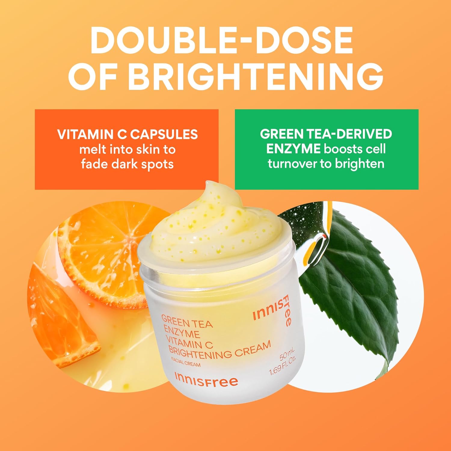 innisfree Green Tea Enzyme Vitamin C Brightening Cream, Korean Face Moisturizer for Dark Spots, Hydration & Radiant Skin - Image 9