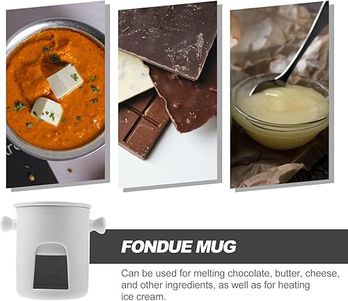 Miniatura 9 de Luxshiny Juego de tazas de fondue de cerámica con calentador de mantequilla, chocolate y chocolate, soporte para velas de té o candelitas,