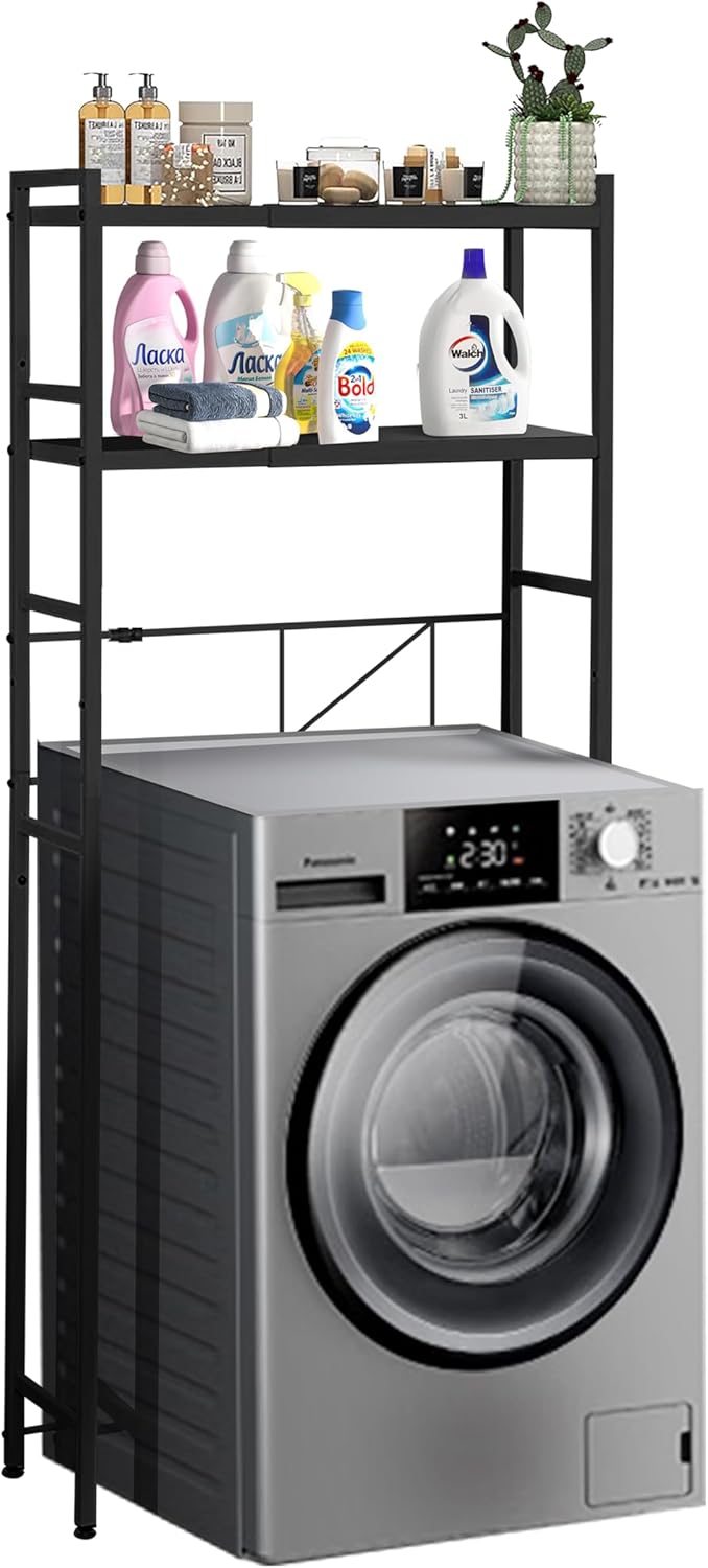 haiorjun Washing Machine Shelf, Toilet Shelf, Black, 3 Levels, Washing