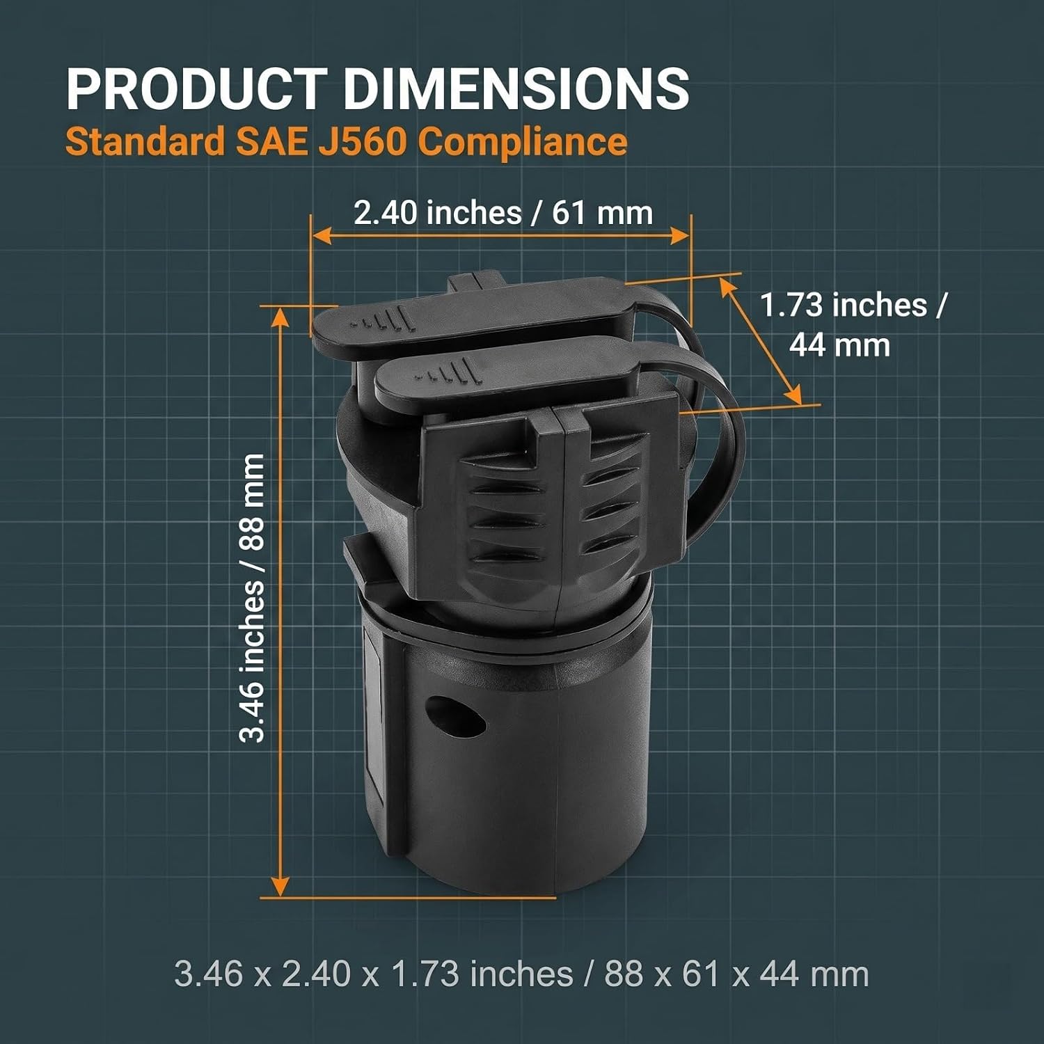 Trailer Plug Adapter, 7 Pin Round to 4 and 5 Flat Blade Connector Trailer Adapter, 7 Way to 5 Way 2-in-1 Design Flat Blade Plug (Black)