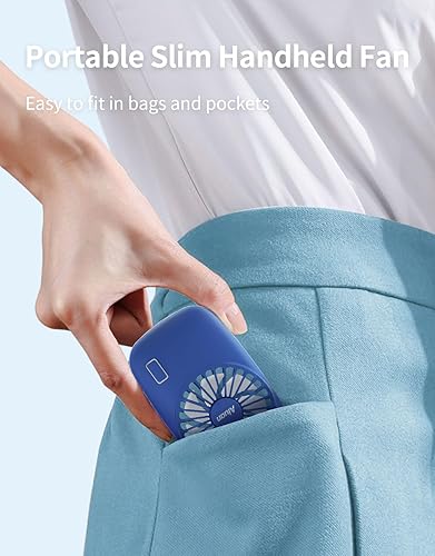 Miniatura 7 de Aluan - Ventilador de mano con batería recargable de 3 velocidades ajustables, potente ventilador portátil con soporte