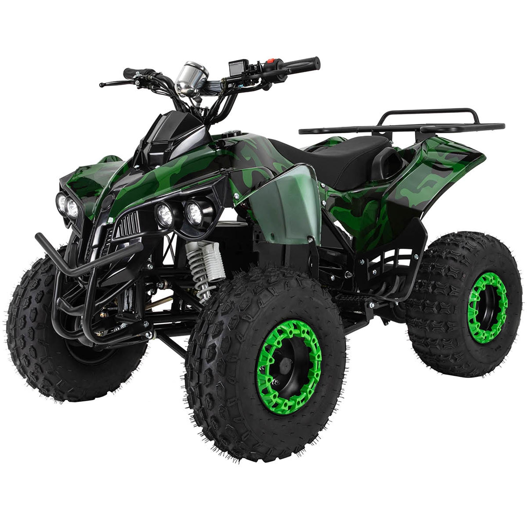Actionbikes Motors Kinder Quad Elektro ATV S-10 | 𝟒𝟖 Volt 𝟭𝟬𝟬𝟬 Watt Motor bis 𝟐𝟬 km/h - Kinderquad - Pocket Quad - Miniquad - Scheibenbremsen - Für Kinder ab 8 Jahren (Camouflage lackiert)