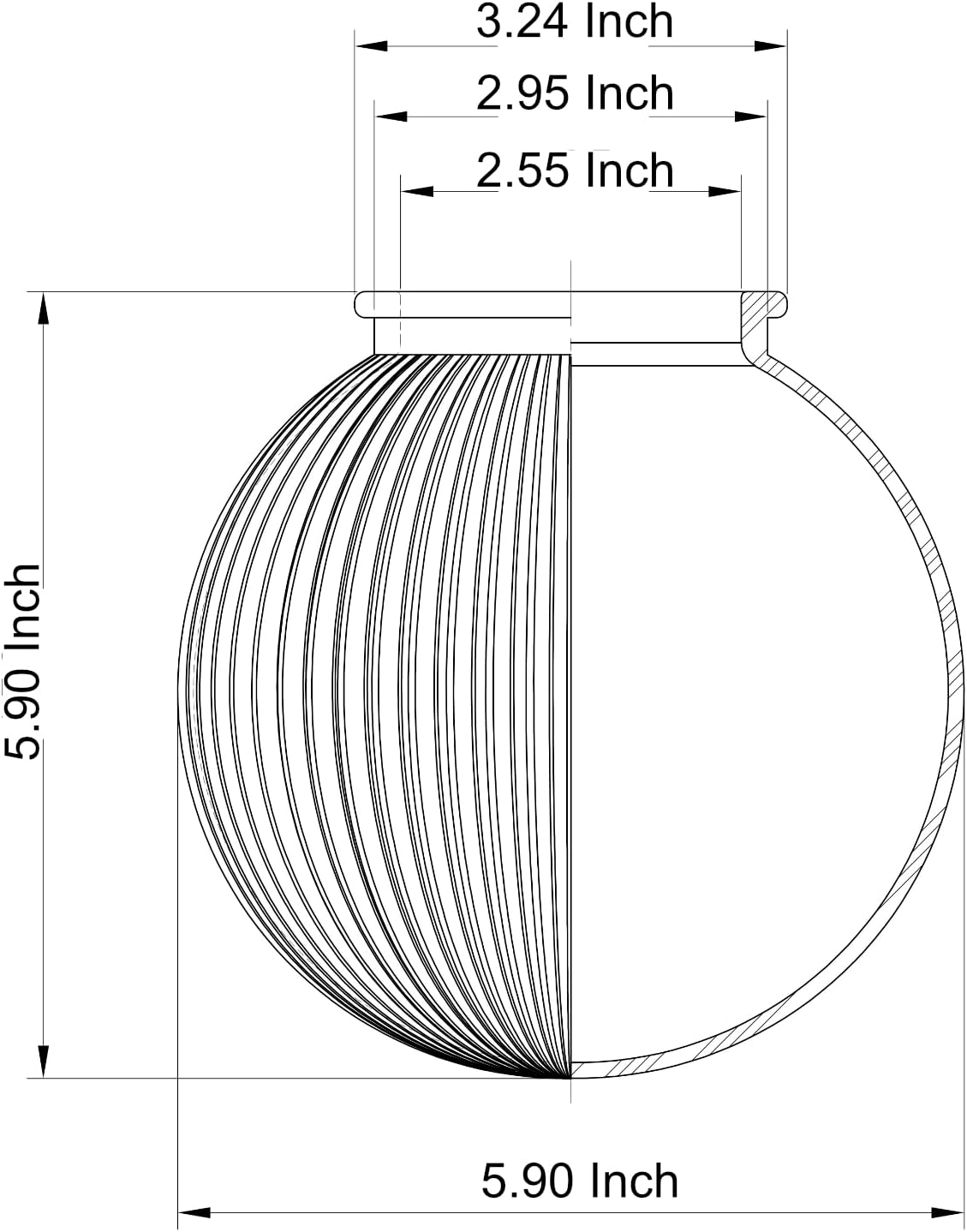 LIGHTACCENTS Clear Ribbed Ceiling Light Cover – 5.9” Flush Mount Globe for Fan or Fixture Replacement – Glass Shade for Kitchen, Bathroom, Hallway, or Bedroom Ceiling Lights