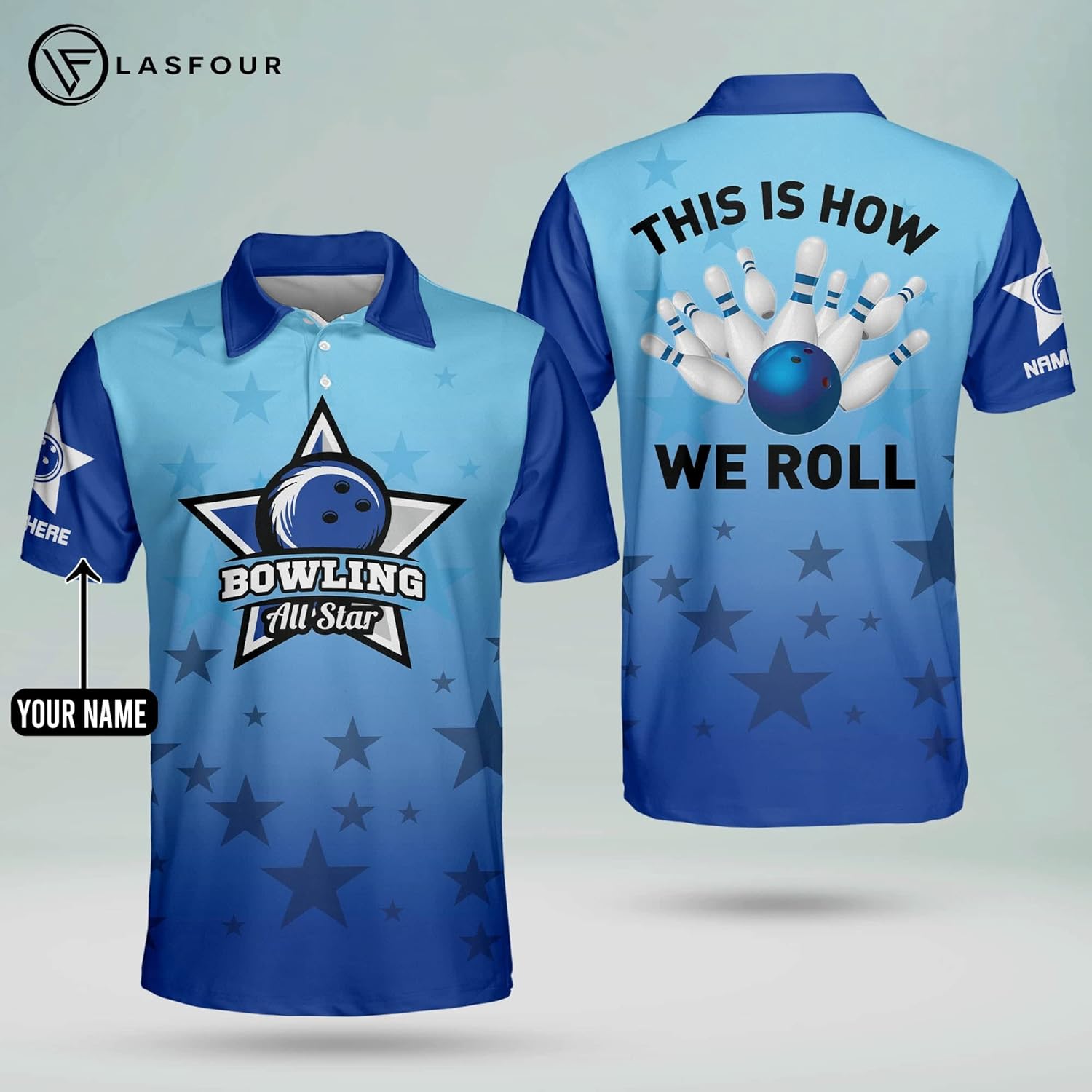 Custom Funny Bowling Shirts for Men, This is How We Roll Star Crazy Cool Bowling Shirts, Team USA Bowling Shirt Short Sleeve Polo, Mens Polo Shirts for Gifts, Short Sleeve Men's Shirt, colorful