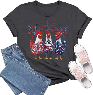Chicken Shirt for Women Chicken Lovers Farm Shirts Fluent in Fowl Language Tee Tops