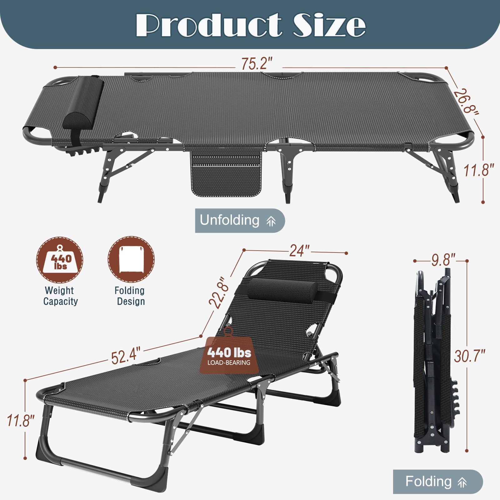 Cots For Camping ABORON Folding Camping Cot For Adults - 1200D Double ...