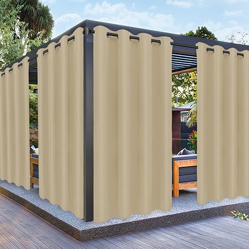 PureFit Outdoor Curtains for Patio Waterproof Weatherproof, UV Resistant Outside