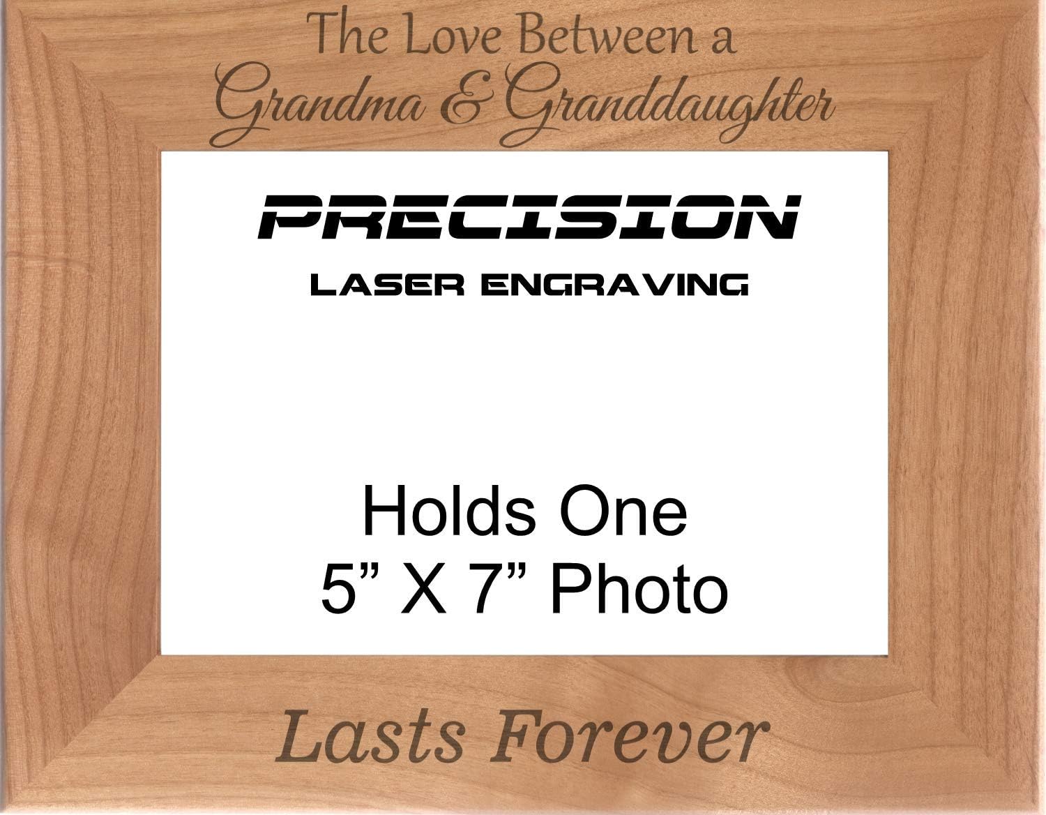 Grandmother Gifts Love Between a Grandma and Granddaughter Lasts Forever Engraved Natural Wood Picture Frame