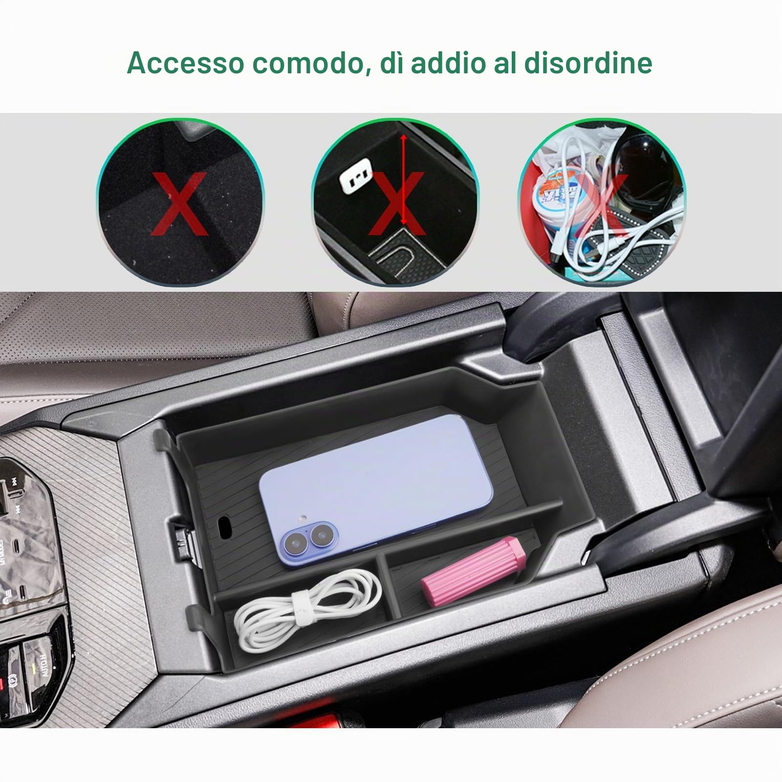 GAFAT Compatibile con BMW X3 G45 2025 2026 Contenitore per Console Centrale, X3 2025 Plug-in Hybrid XDrive Braccioli Organizer Portaoggetti, con Tappetini Antiscivolo, Lavabile, X3 G45 Accessori