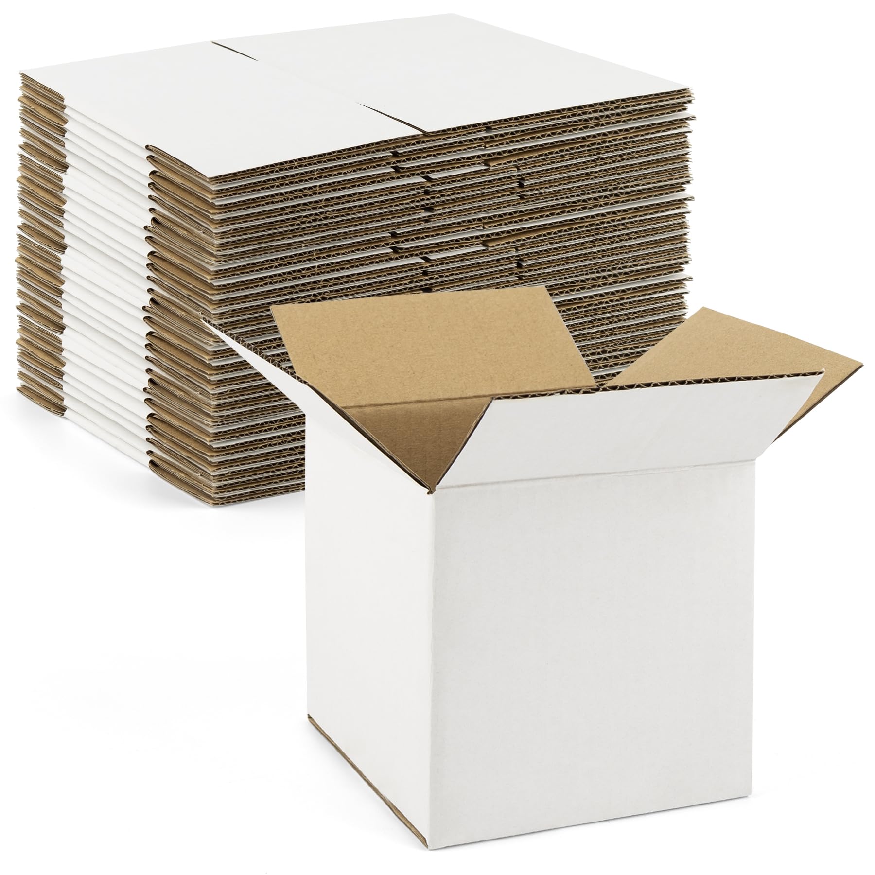 Golden State Art, 28 Pack 5x5x5 Shipping Boxes for Coffee Mugs, Candles, Gifts Mailing, Packaging, Storage - 5x5 Corrugated Cardboard Box, White