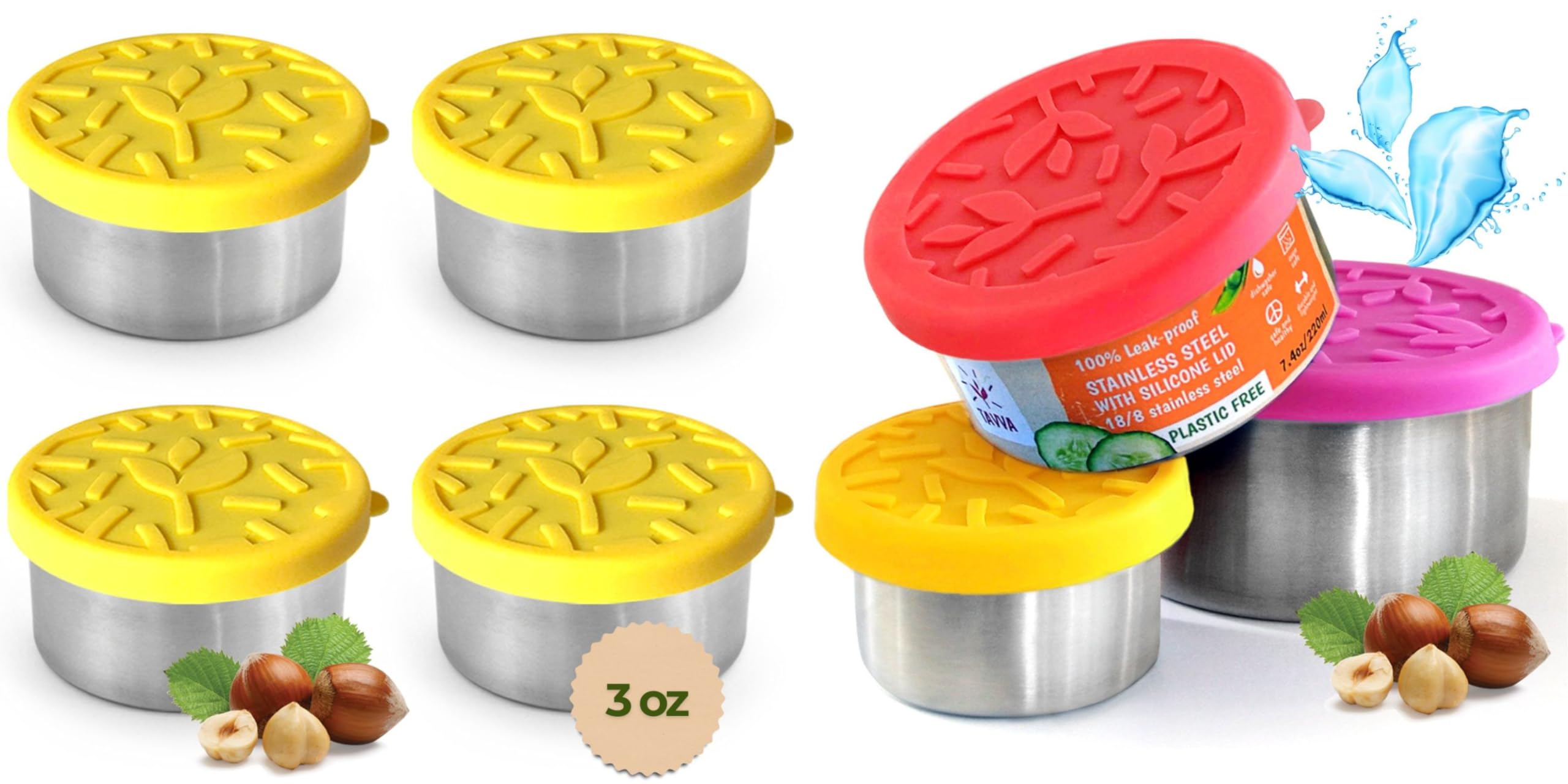 TAVVABundle On-The-Go for Kids Snack Set of 3, Small Set of 4 - Plastic-Free Snack Containers