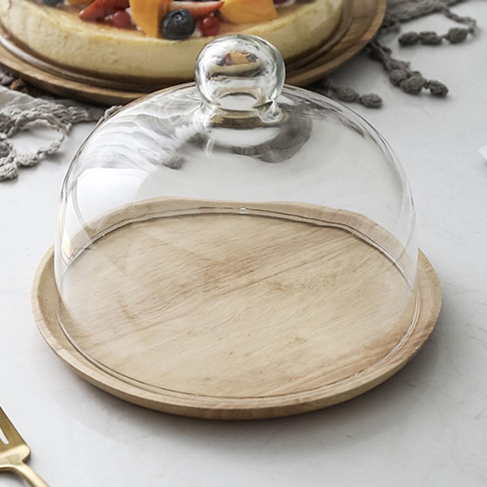 Soporte de Madera para Pasteles, Bandeja para Servir Pasteles, Bandeja para Servir Pizza, Plato para Pasteles, Expositor de Postres para Restaurantes, 25CM, Individual