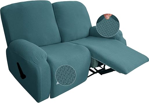 Recliner Covers Washable Double Recliner Couch Cover Reclining Loveseat Covers Stretch Recliner Slipcover with Pockets,Peacock,2 Seater