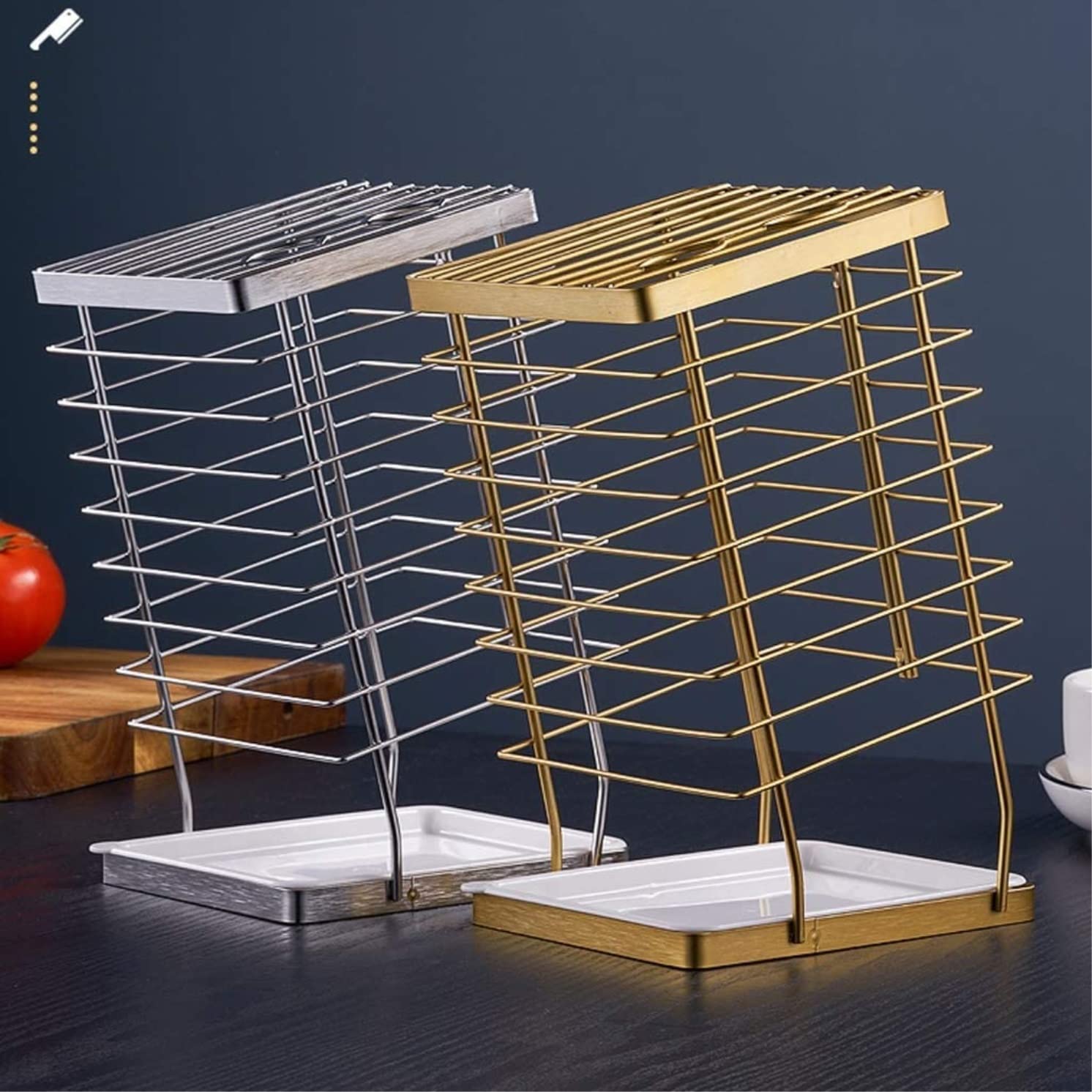 Bloque Cuchillos Cocina Soporte para Cuchillos De Acero Inoxidable Hueco, Estante Creativo para Cuchillos De Cocina, Almacenamiento De Mesa(Gold)