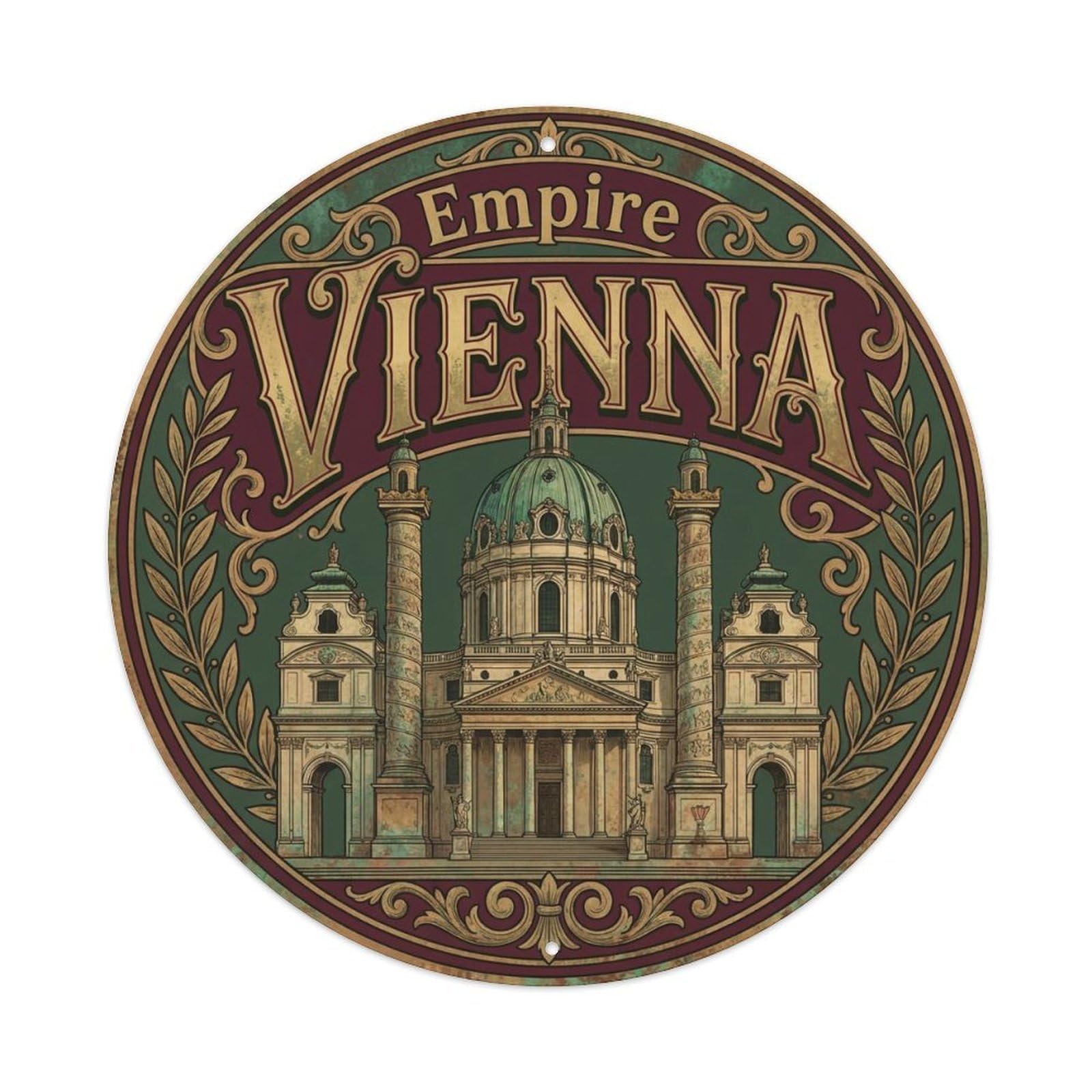 Yrnq 8X8inch Vintage Style Vintage Travel Vienna Austria Dynasty 1 Metal Tin Sign