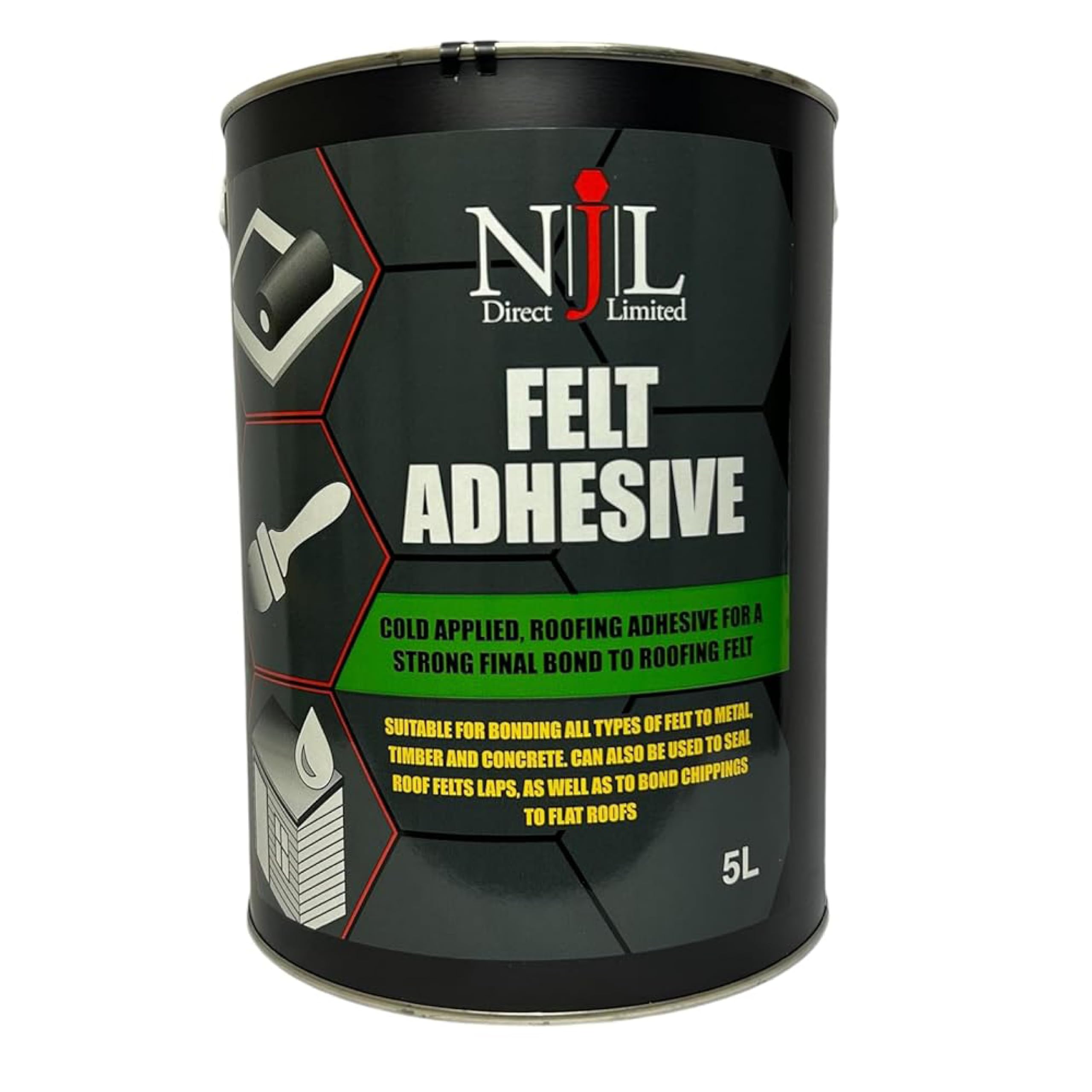 NJL Roofing Felt Adhesive Black 5L | Cold Applied Bitumen Adhesive