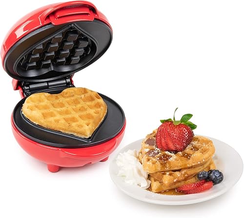 Miniatura 3 de Nostalgia MyMini máquina de gofres en forma de corazón para hash personal marrones, regalo de San Valentín, tamaño compacto