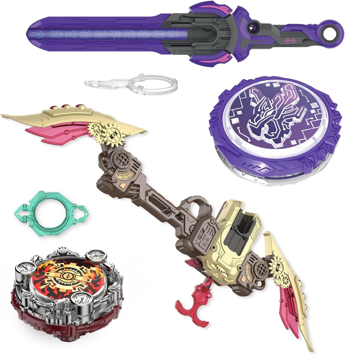 INFINITY NADO Battle Top Starter Pack Set with Bow & Sword Launcher Infinite Acceleration, Metal Defense & Attack Type, Right-Spinning top Game Toys for Boys Girls 5+