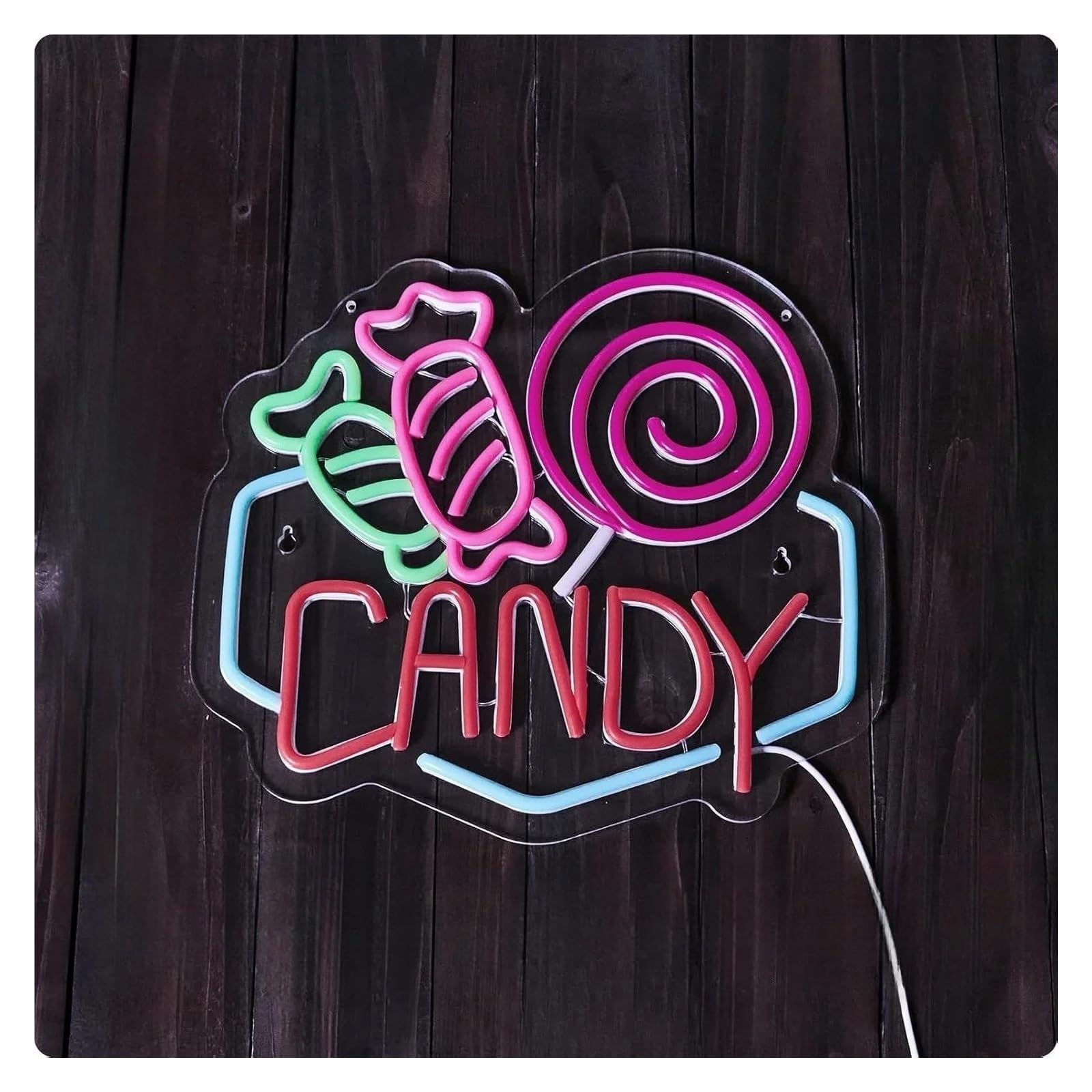 Insegna al Neon Insegne Al Neon Di Caramelle Alimentate Tramite USB, Luci Al Neon Per Negozi Di Dolciumi Adatte Per Decorazioni Di Negozi Di Dolciumi 36cmx40.8cm