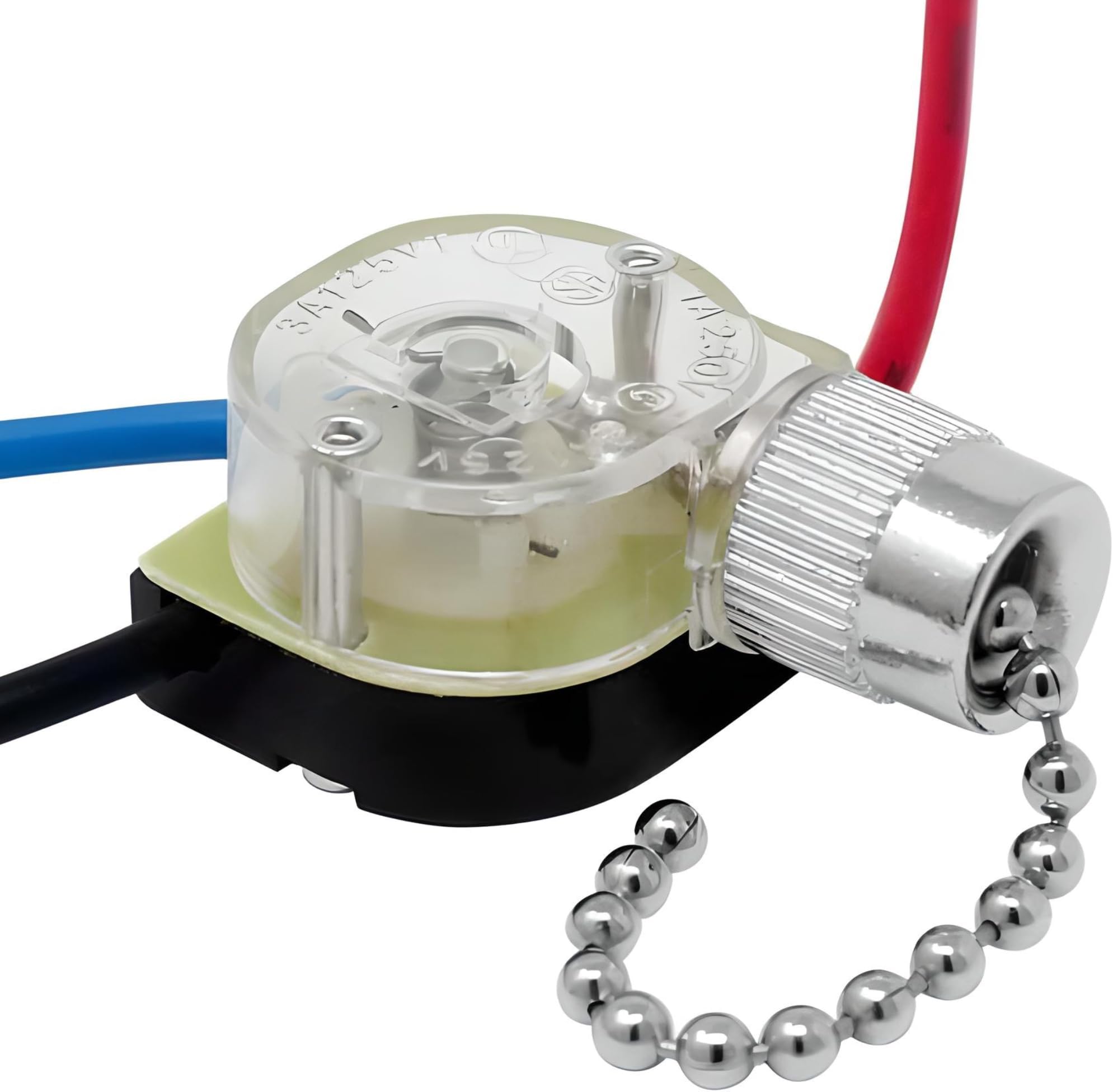 ZE-110 3 Wire Ceiling Fan Light Switch 3 Way 2 Circuit Pull Chain Replacement Repair Kit 3A125VAC 6A250VAC for Fans, Lamps Lighting Fixtures, Canopy Light, Wall Sconces, Vanity Lights - Nickel
