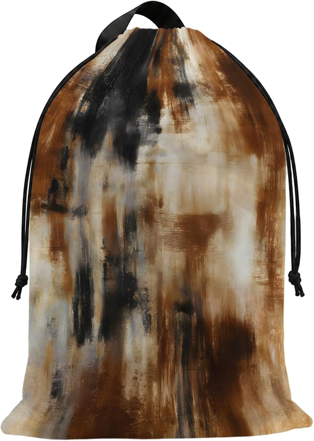 Laundry Bag with Handles Modern Minimalist Large Laundry Hamper Bag for Dirty Clothes Abstract Brown Black Watercolor Laundry Basket Storage Bag for Bedroom Dorm Apartment