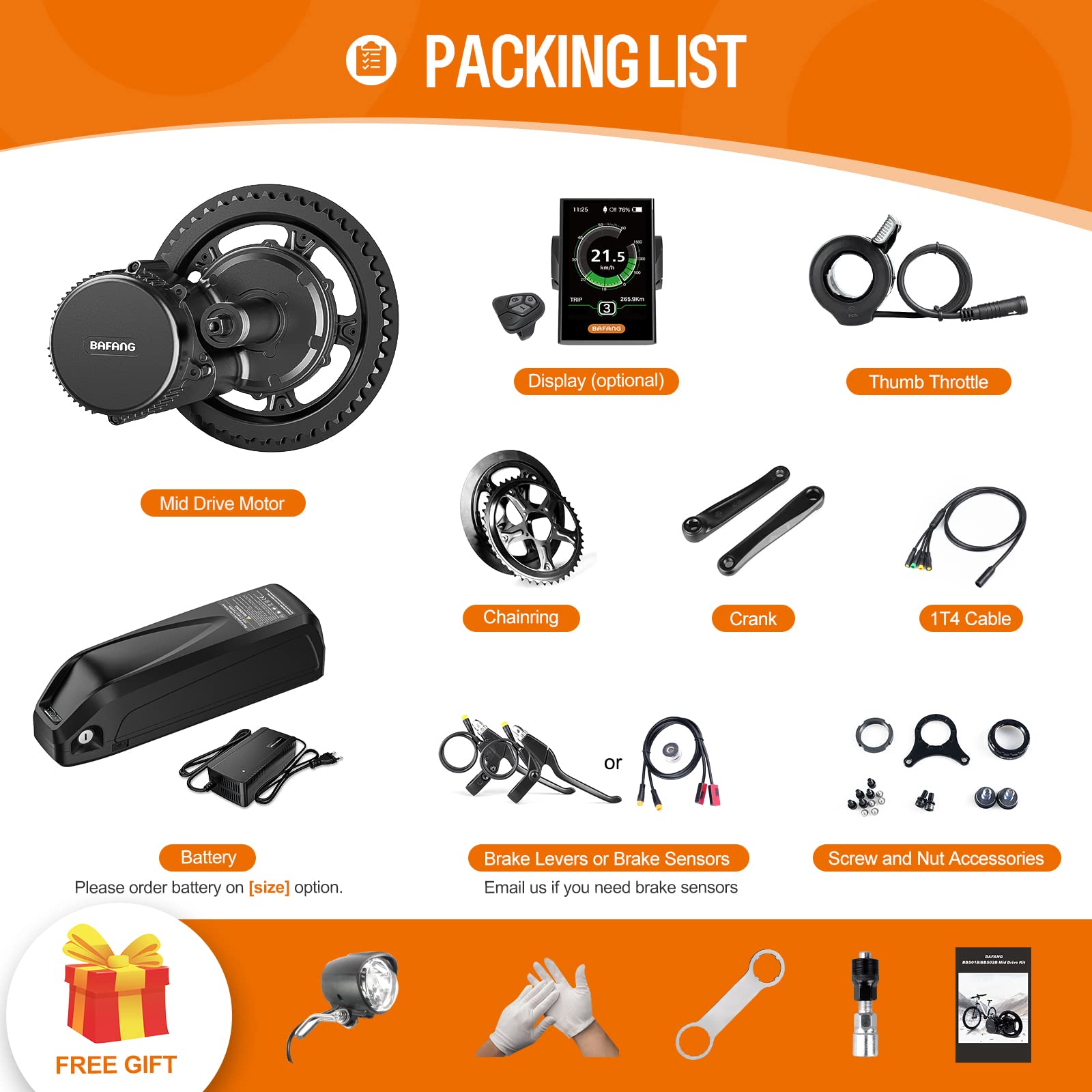 Amazon | Bafang 48V 750W 電動バイク 変換キット ミッドドライブ