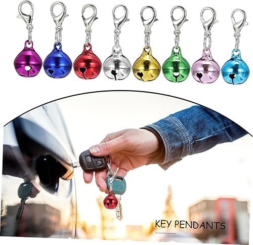 Miniatura 7 de SOIMISS 48 piezas de llavero de campana de acero inoxidable, mini regalos collares de perro para perros pequeños, campanas retro, campanas