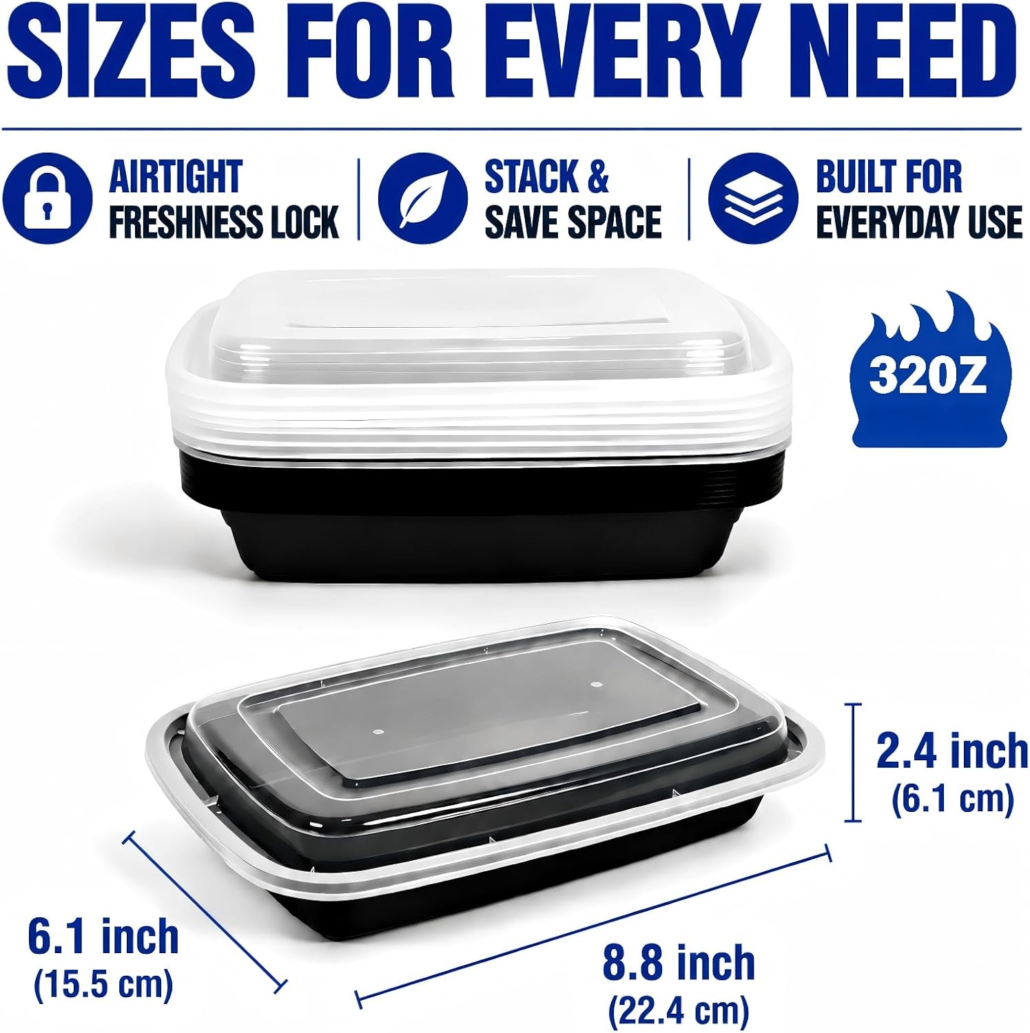 32oz 10 Pack Meal Prep Containers, BPA-Free Microwave Freezer Dishwasher Safe To Go Food Containers, Disposable Food Storage Containers with Lids, Leakproof Food Prep Containers with Lids image 2