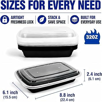 15 Pack 32oz Meal Prep Containers Reusable, Food Containers with Lids