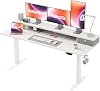 Agilestic Electric Adjustable Height Desk with 2 Drawers, 160 x 60 cm, Stable Sit-Stand Desk with Memory Control, Ergonomic Computer Desk, White